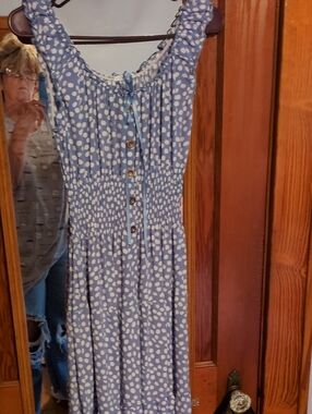 Ost Blue and White Polka Dot Maxi Dress